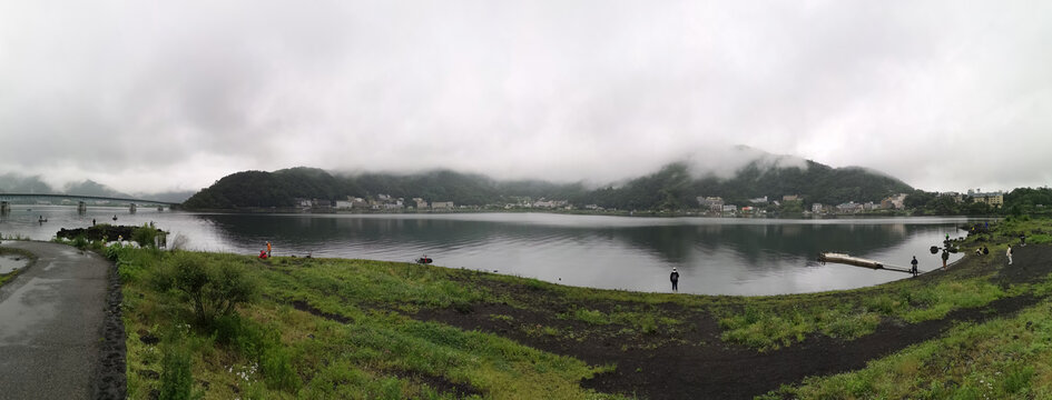 日本富士五湖之一河口湖全景