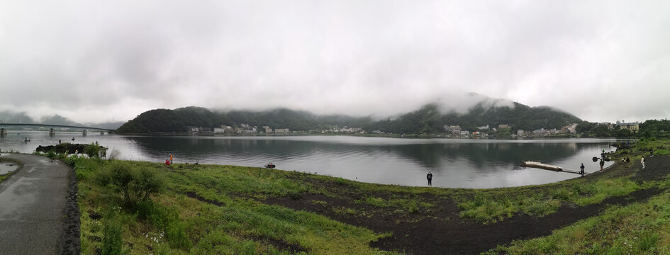 日本富士五湖之一河口湖全景