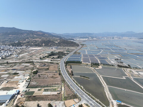 航拍宁德市霞浦县沙塘湾滩涂