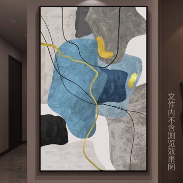 现代蓝色肌理抽象画