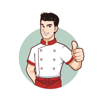 卡通年轻男性厨师半身
