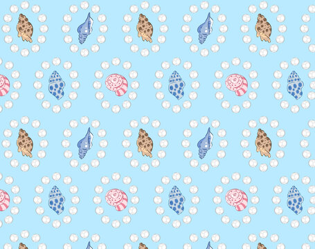 珍珠海螺家纺布料印花底纹图案