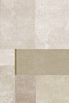现代条纹格子客厅几何地毯图案