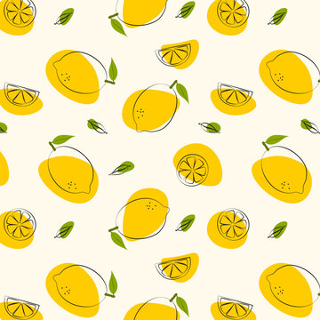 手绘卡通柠檬四方连续背景
