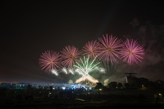 武汉花博汇烟花夜景