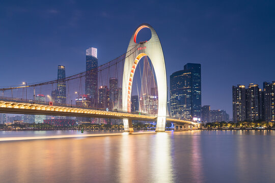 广州猎德大桥与珠江新城夜景