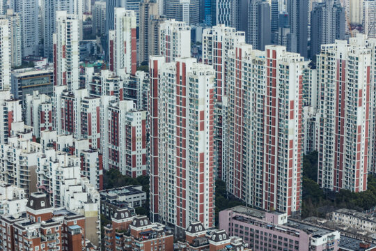 航拍上海高层居住区高层住宅