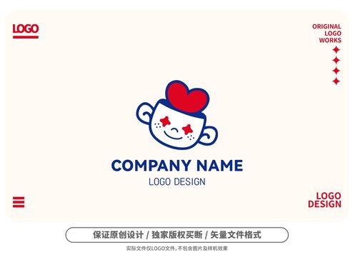 原创卡通创意娃娃头logo