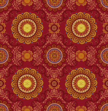 中式传统八色满铺地毯图案