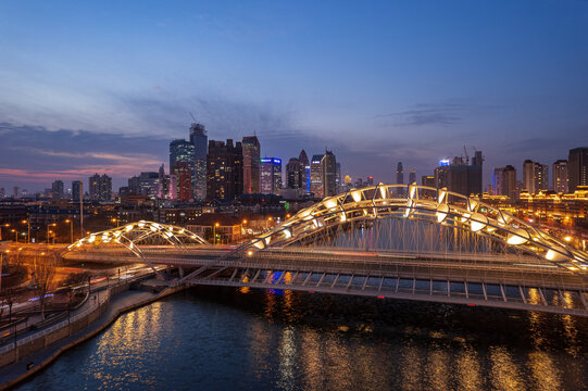 天津海河直沽桥城市建筑风景