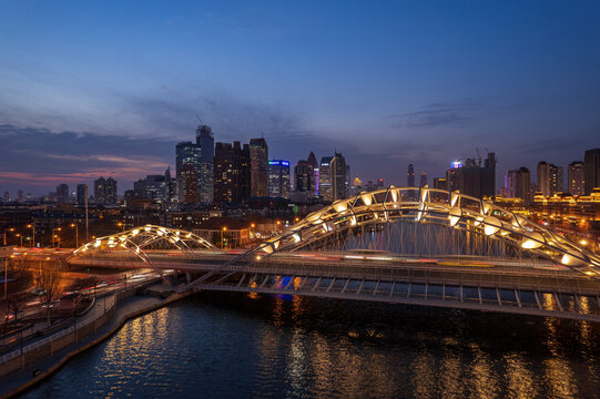 天津海河直沽桥城市建筑风景
