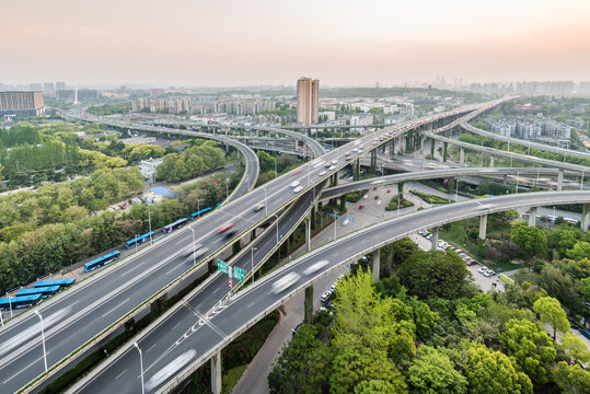 南京的立交桥城市建筑夜景