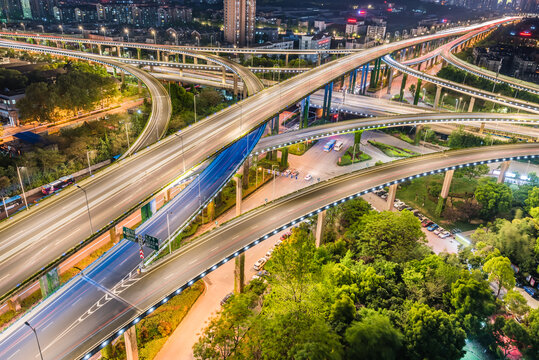 南京的立交桥城市建筑夜景