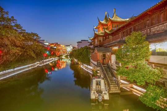 南京夫子庙秦淮风光带夜景