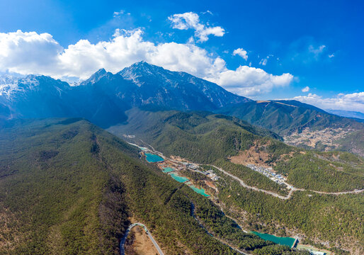 航拍云南丽江玉龙雪山冰川积雪