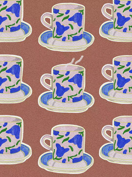 杯子茶杯咖啡背景素材插画
