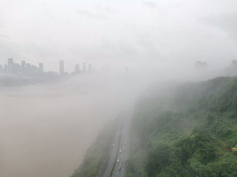 重庆长江雾都美景