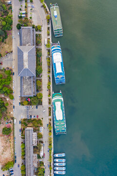 航拍洱海云南大理港游船码头