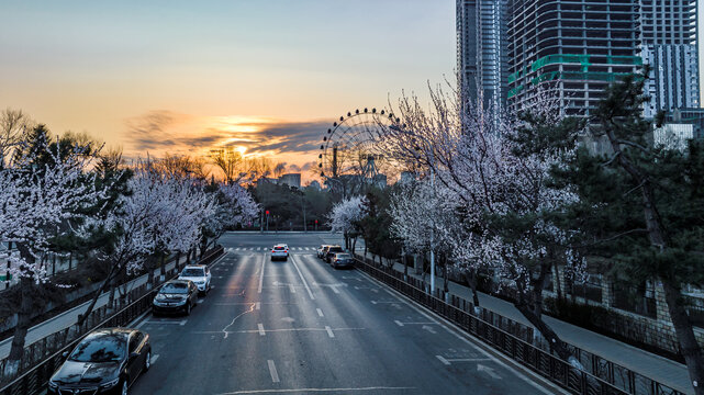 中国长春市城区初春晨景