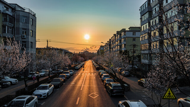 中国长春市城区初春晨景