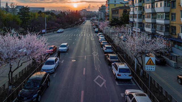 中国长春市城区初春晨景