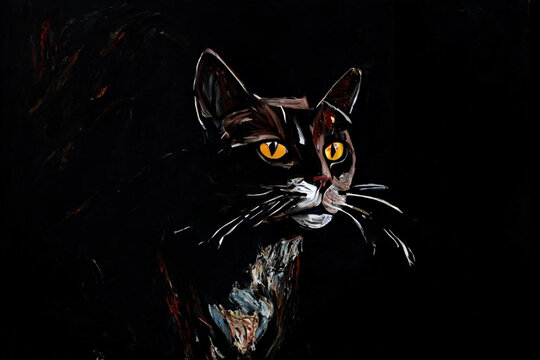 扎依采夫黑猫抽象油画