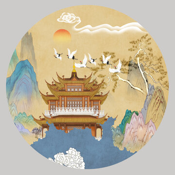 仿古山水画