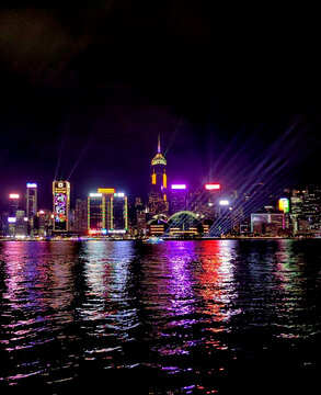 香港维多利亚港夜景灯光
