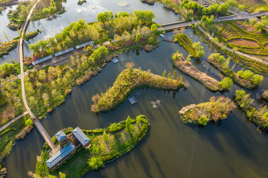 航拍云南昆明滇池斗南湿地公园