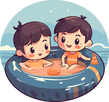 可爱动感的小孩儿童戏水游泳M