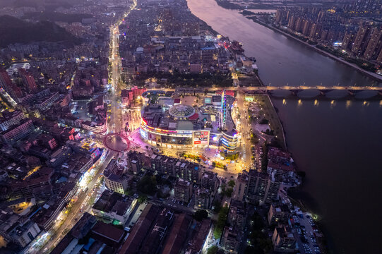 珠海城市摩天夜景风光航拍