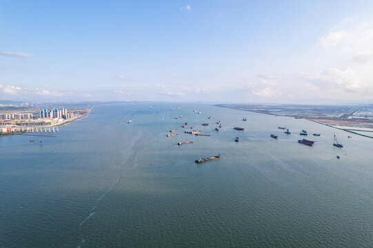 珠海出海口黄茅海航拍全景图