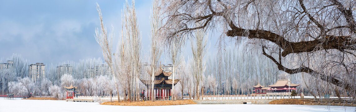 西汉酒泉胜迹雾凇雪景