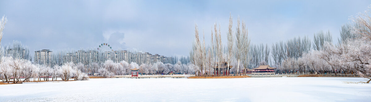 西汉酒泉胜迹雾凇雪景