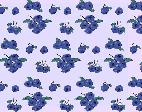 水果蓝莓家纺布料印花底纹图案