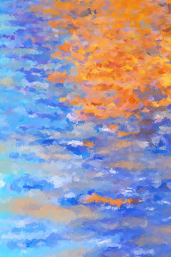 夕阳抽象色彩艺术油画背景