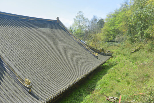 四川蒙顶山甘露寺主殿房顶