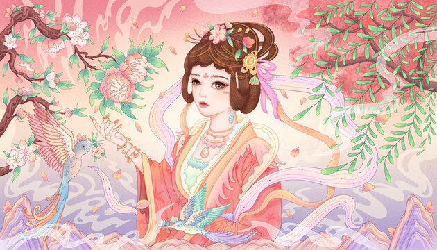 鲜花饼花茶礼盒插画包装