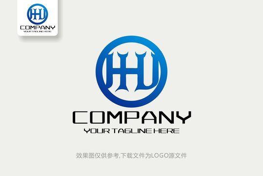 HU时尚创意原创字母LOGO