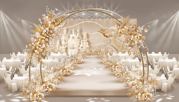 香槟色梦幻城堡婚礼效果图