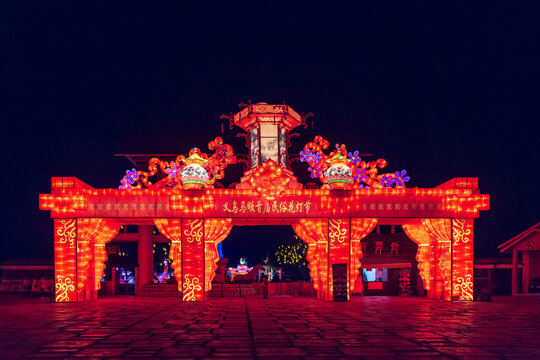 义乌马畈民俗花灯节夜景风光