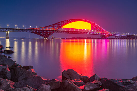 广州南沙明珠湾大桥夜景