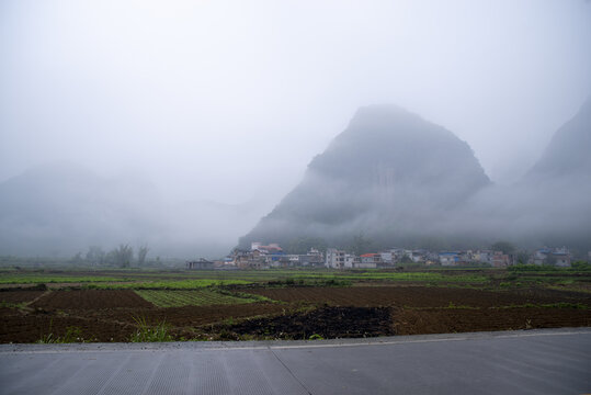 烟雨乡村农村