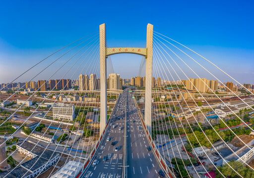 航拍郑州农业路大桥市中心路桥