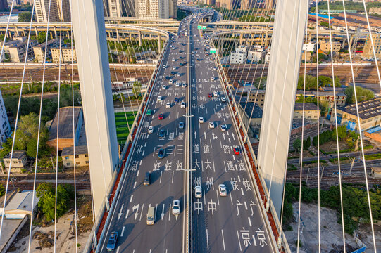 航拍郑州农业路大桥地标建筑物