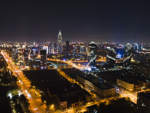 绍兴迪荡新城夜景航拍