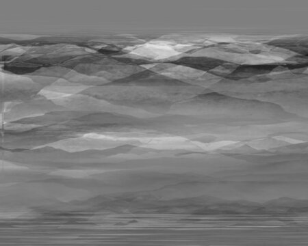 黑白抽象山水