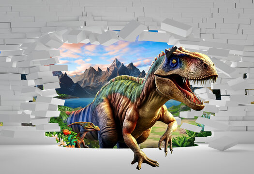 写实3D恐龙设计素材墙绘
