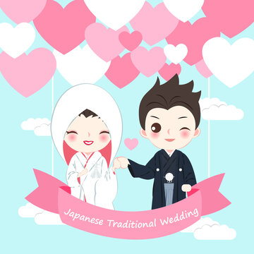 日本传统新婚夫妇搭乘爱心热气球插图