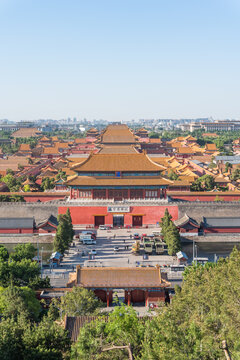 俯瞰中国北京故宫全景